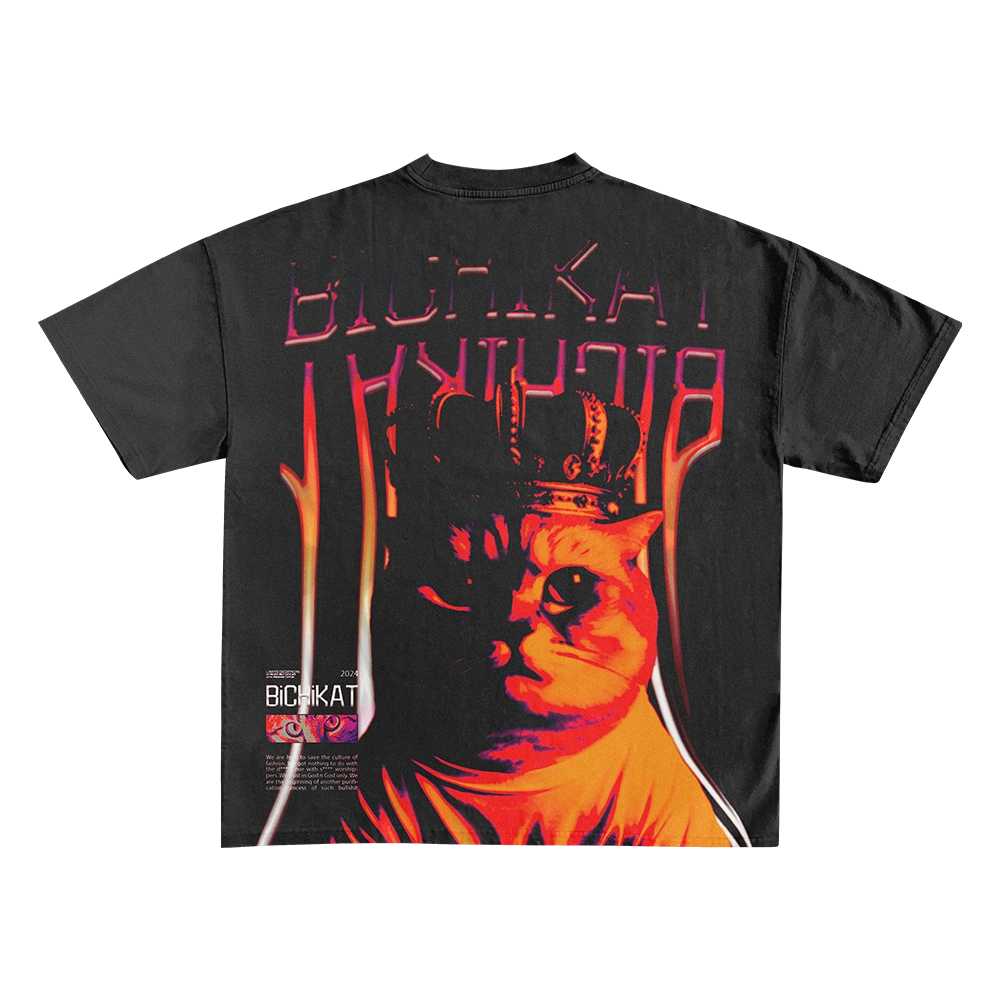 BLACK ELONGATED T SHIRT WITH BICHIKAT GRAPHIC LOGO
& TEXTURE BACK